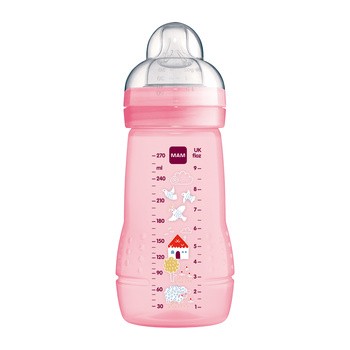 MAM PC Baby Bottle, butelka ze smoczkiem na butelkę 2,  2 m+ średni przepływ, różowa, 270 ml