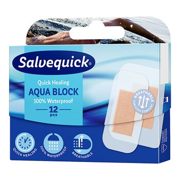 Salvequick, Aqua Block, plastry szybkogojące, mix, 12 szt.