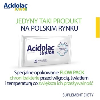 Acidolac Junior, misio-tabletki, smak białej czekolady, 20szt.