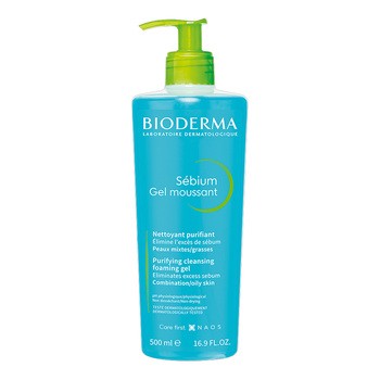 Bioderma Sebium Gel Moussant, żel do mycia twarzy, antybakteryjny, 500 ml