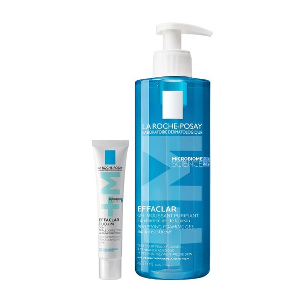 La Roche-Posay Zestaw La Roche-Posay Effaclar, Foaming Gel, żel oczyszczający dla skóry skłonnej do trądziku, 400 ml + Duo+ M, krem o potrójnym działaniu przeciw nie