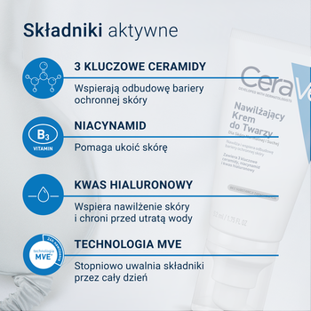 Zestaw CeraVe, oczyszczający żel do mycia z ceramidami dla skóry normalnej i tłustej, 473 ml + nawilżający krem do twarzy z ceramidami, 52 ml
