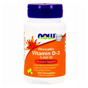 Now Foods Vitamin D-3, 5000 IU, tabletki do żucia, 120 szt.