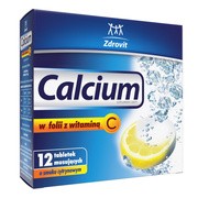 Calcium w folii z witaminą C, tabletki musujące o smaku cytrynowym, 12 szt. https://azcdn.doz.pl/image/d/product/752d1fa9-scale-180x180.png
