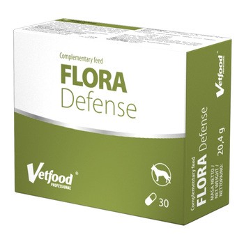 Vetfood Flora Defense, synbiotyk wspierający zdrowie przewodu pokarmowego psów, kapsułki, 30 szt.