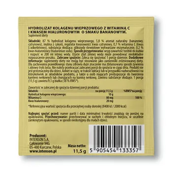 Intenson Kolagen + kwas hialuronowy + witamina C, proszek, smak bananowy, 11,5 g