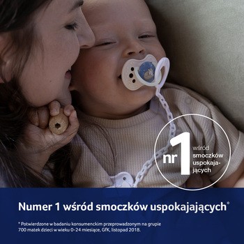 Canpol Lovi, smoczek silikonowy dynamiczny, Night&Day Boy, 0-6m, 2 szt.