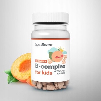 GymBeam B-kompleks dla dzieci, tabletki do ssania, smak morelowy, 120 szt.