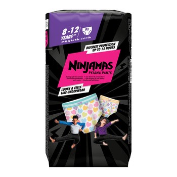Pampers Ninjamas, pieluchomajtki dla dziewczynki, rozmiar 8 (8-12 lat), 9 szt.