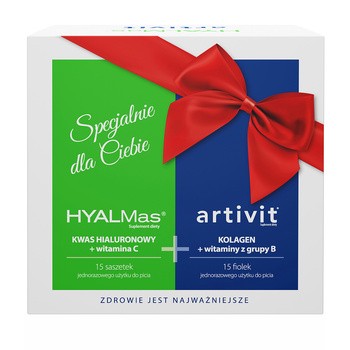 Zestaw Hyalmas, saszetki, 15 szt. + Artivit, fiolki z płynem, 30 ml x 15 szt.