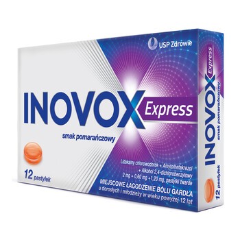 Inovox Express, pastylki twarde, smak pomarańczowy, 12 szt.