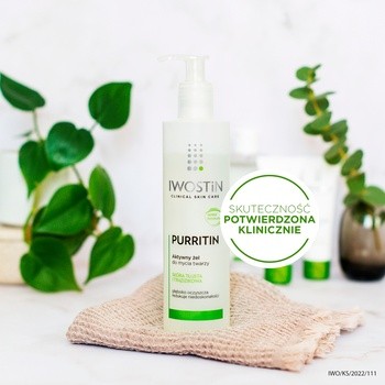 Iwostin Purritin, aktywny żel do mycia twarzy, skóra tłusta i trądzikowa, 150 ml