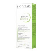 alt Bioderma Sebium Sensitive, łagodzący krem wspomagający leczenie skóry trądzikowej, 30 ml