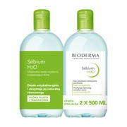 alt Bioderma Sebium H20, woda micelarna do oczyszczania twarzy i zmywania makijażu, cera trądzikowa, 500 ml x 2 szt.