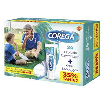 Zestaw Promocyjny Corega - 24 tabletki do czyszczenia protez i krem do mocowania protez
