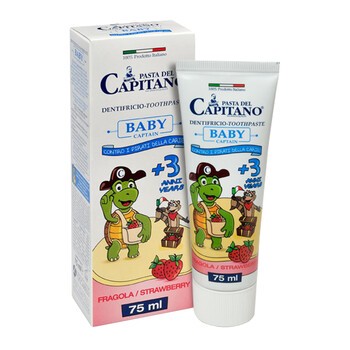 Pasta del Capitano, pasta do zębów dla dzieci, truskawkowa, od 3 lat, 75 ml