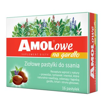 AMOLowe na gardło, ziołowe pastylki do ssania, 16 szt.