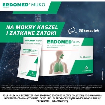 Erdomed Muko, 225 mg, proszek do sporządzania zawiesiny doustnej, 20 saszetek