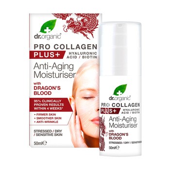 Dr Organic Pro Collagen+, intensywnie nawilżająca terapia przeciwzmarszczkowa, krem 50 ml