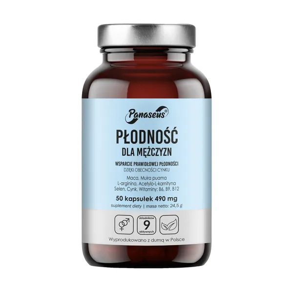 Комплекс для мужской фертильности Panaseus, с макой, цинком и селеном, 50 капсул