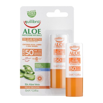 Equilibra Aloe, aloesowy sztyft przeciwsłoneczny SPF 50+, 10 ml