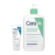 Zestaw CeraVe, oczyszczający żel do mycia z ceramidami dla skóry normalnej i tłustej, 473 ml + nawilżający krem do twarzy z ceramidami, 52 ml