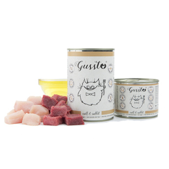 Gussto, mokra karma dla kotów, cielęcina i królik, puszka, 400 g