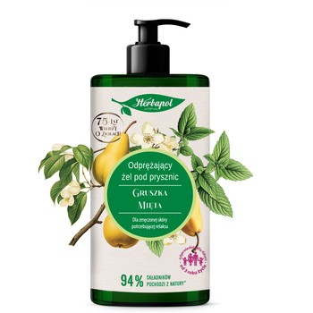 Herbapol, odprężający żel pod prysznic, gruszka-mięta, 740 ml