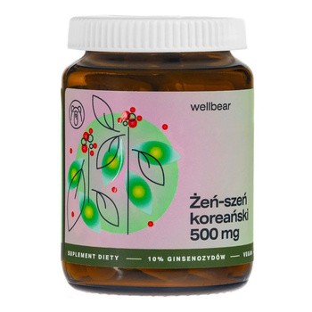 Wellbear Żeń-szeń koreański (Panax ginseng) 500 mg, kapsułki, 60 szt.