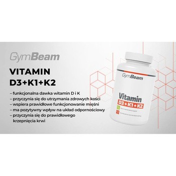 GymBeam Witamina D3+K1+K2, kapsułki, 120 szt.