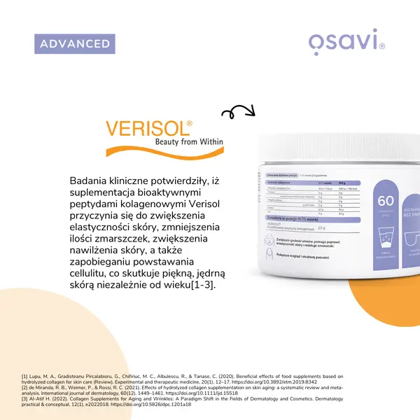 Коллаген Osavi Verisol, для волос, кожи и ногтей, порошок, нейтральный вкус, 150 г — фото 8