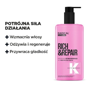 Radical Hair Clinic Rich&Repair, wygładzająca odżywka regenerująca, 260 ml