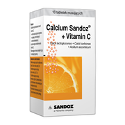 Calcium-Sandoz + Vitaminum C, tabletki musujące orange, 10 szt.