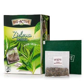 Big-Active, Zielona herbata w torebkach, Pure Green, 30 g (1,5 g x 20 szt.)