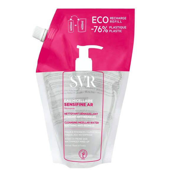 SVR SVR Sensifine AR Eau Micellaire, beruhigend Mizellenwasser für das Gesicht, Augen und Lippen, Auffüllung, 400 ml