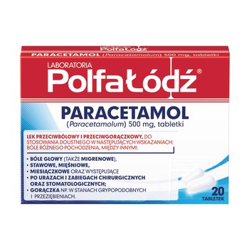 Paracetamol Polfa-Łódź, 500 mg, tabletki, 20 szt