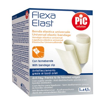 PiC FlexaElast, bandaż elastyczny ze spinką, biały, 5 cm x 4,5 m, 1 szt.