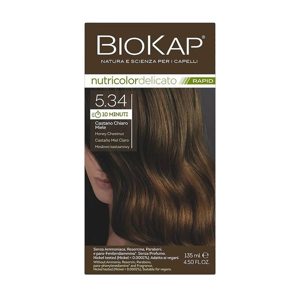 Biokap Biokap Nutricolor Delicato Rapid, farba do włosów 5.34 miodowo–kasztanowy, 135 ml