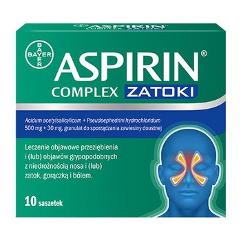 Aspirin Complex Zatoki, 500 mg + 30 mg, granulat w saszetkach, 10 szt.