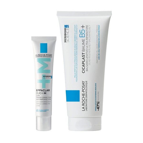 La Roche-Posay Zestaw La Roche-Posay, Effaclar Duo+ M, krem o potrójnym działaniu przeciw niedoskonałościom, 40 ml + Cicaplast Baume B5+, balsam kojący do twarzy i c
