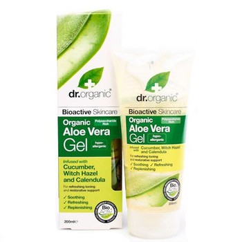 Dr Organic Aloe Vera Gel, organiczny żel z aloesem, ogórkiem i oczarem wirginijskim, 200 ml