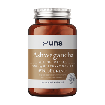 Uns Ashwagandha + Bioperine, kapsułki twarde, 60 szt.