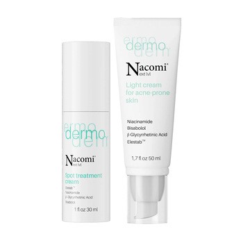 Zestaw Nacomi Next LVL Dermo, krem punktowy przeciw niedoskonałościom, 30 ml + lekki krem do skóry trądzikowej, 50 ml