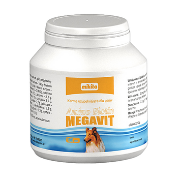 Mikita Amino Biotin megavit, karma uzupełniająca dla psów, tabletki, 150 szt.