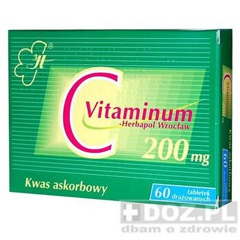 Vitaminum C, tabletki drażowane, 200 mg, 60 szt