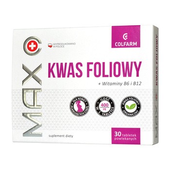 Max Kwas foliowy, 0,4 mg, tabletki, 30 szt. (Colfarm)