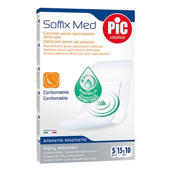 PiC Soffix Med plaster pooperacyjny z antybakteryjnym opatrunkiem, 15 x 10 cm, 5 szt.