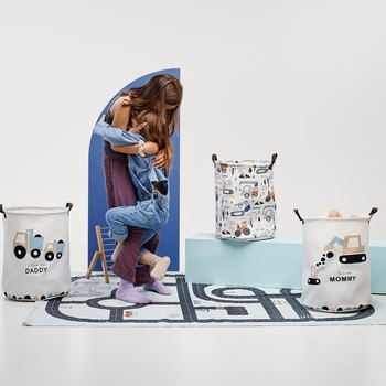 Sipo, Bawełniany kosz na zabawki XL, autka, 1 szt.