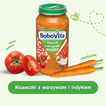 BoboVita Junior, obiadek kluseczki z warzywami i indykiem, 12m+, 250 g