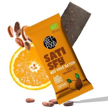 Diet-Food Satisfy Bio wegański baton kakaowy z olejkiem pomarańczowym, 35 g